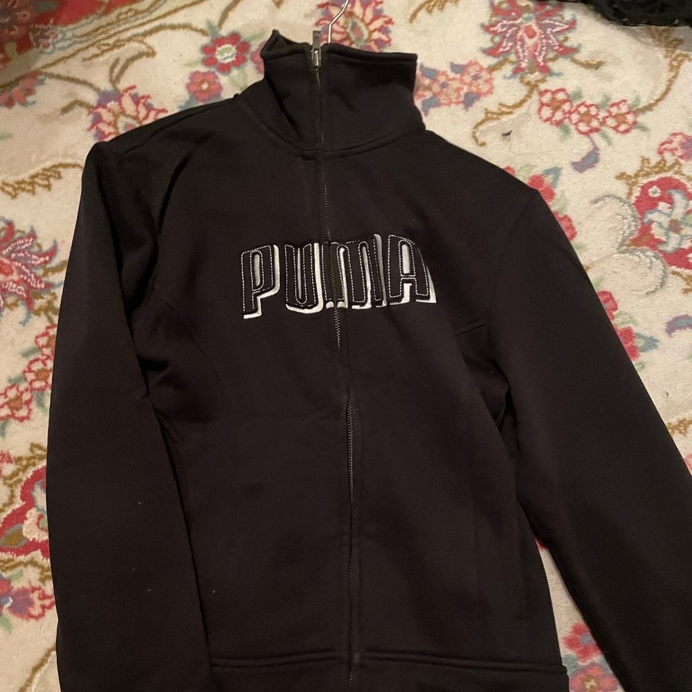 Vintage 90s Black Puma Full Zip Hoodie